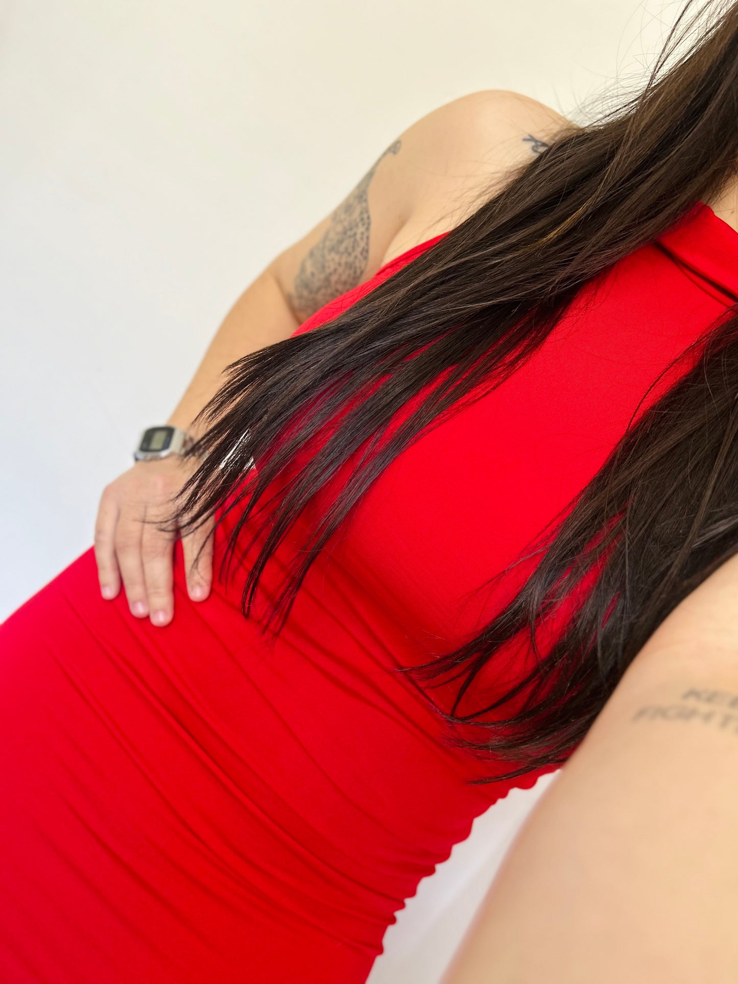 Vestido cuello halter ROJO TM