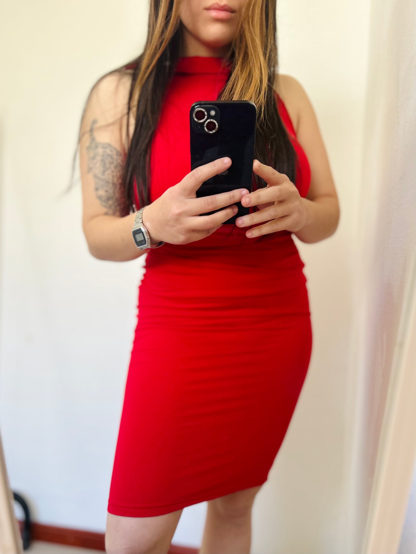 Vestido cuello halter ROJO TM