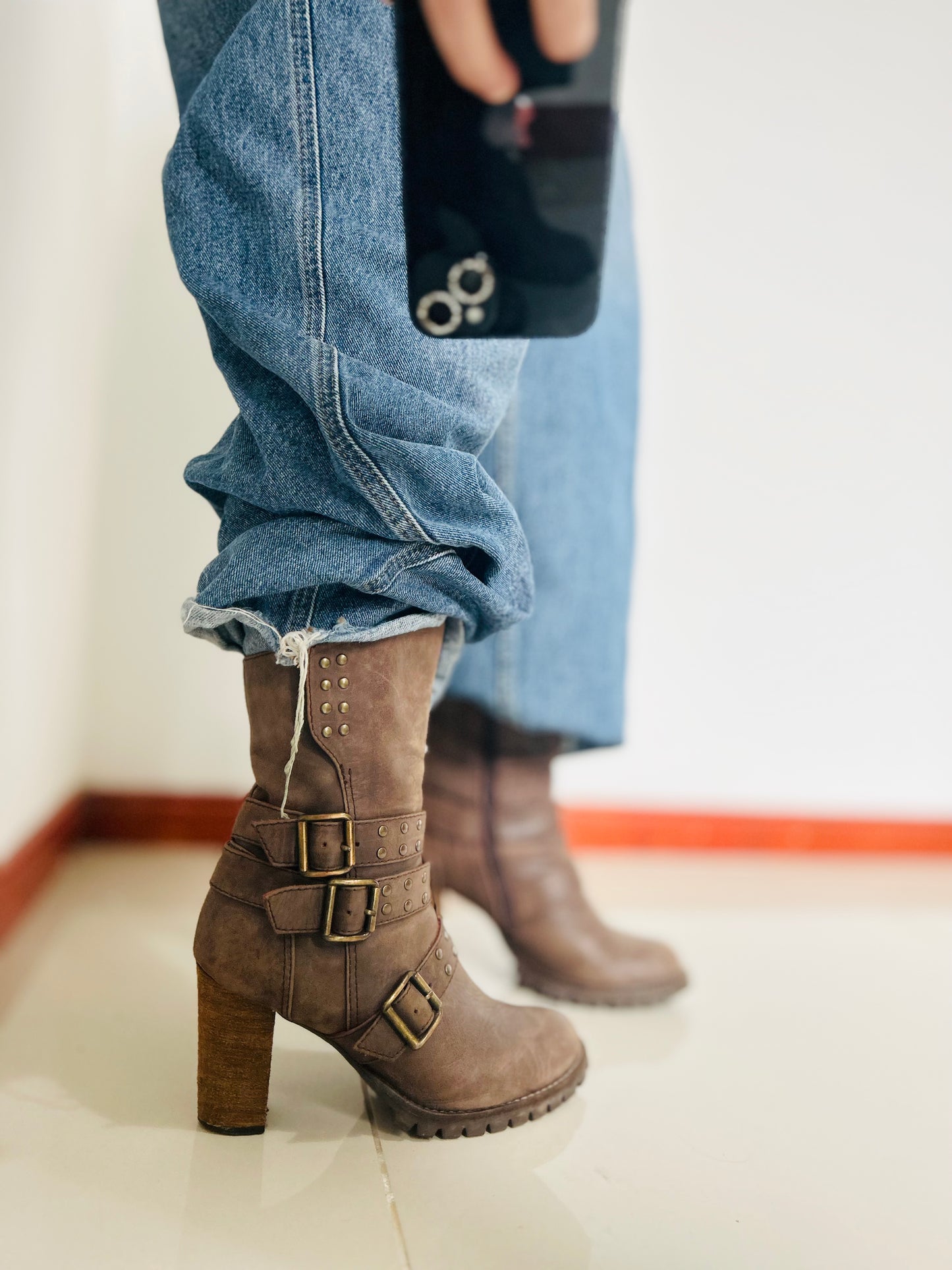 Botas tacón cuero T38/39 (25,2cm)
