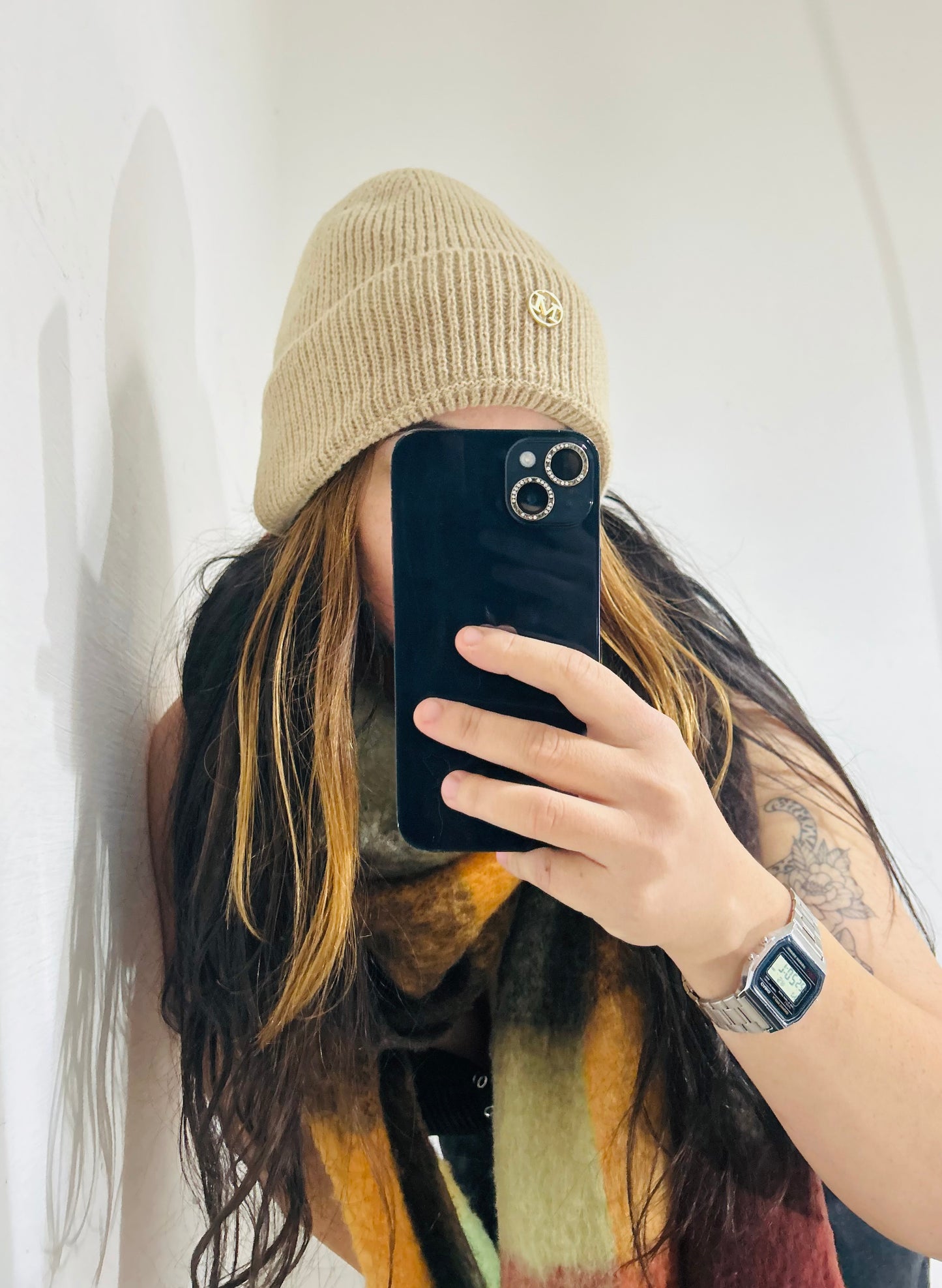 Gorro tejido beige New