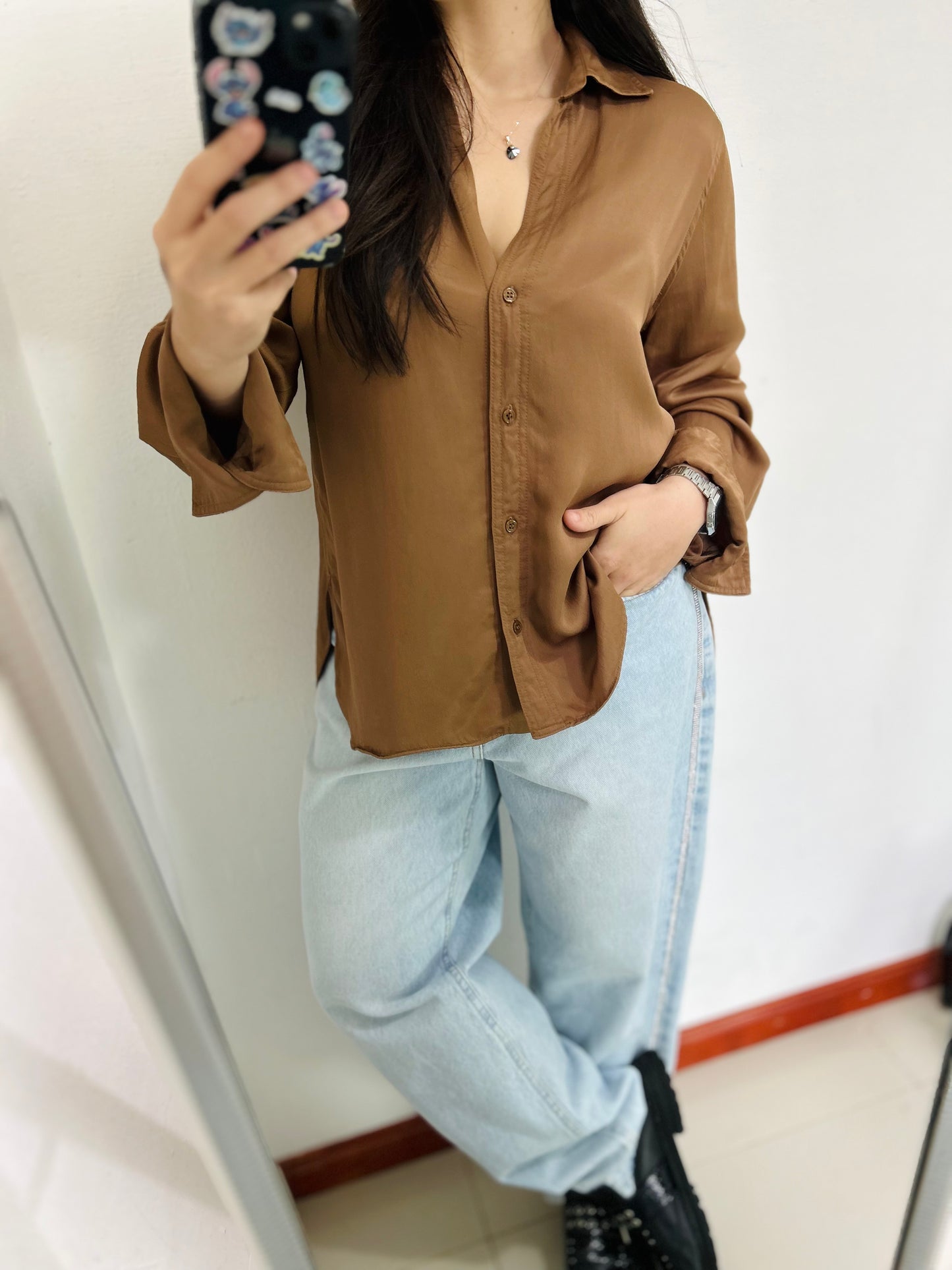 Camisa satinada nueva ZARA TM/L