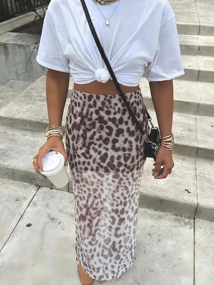 Falda midi estampada tul TL