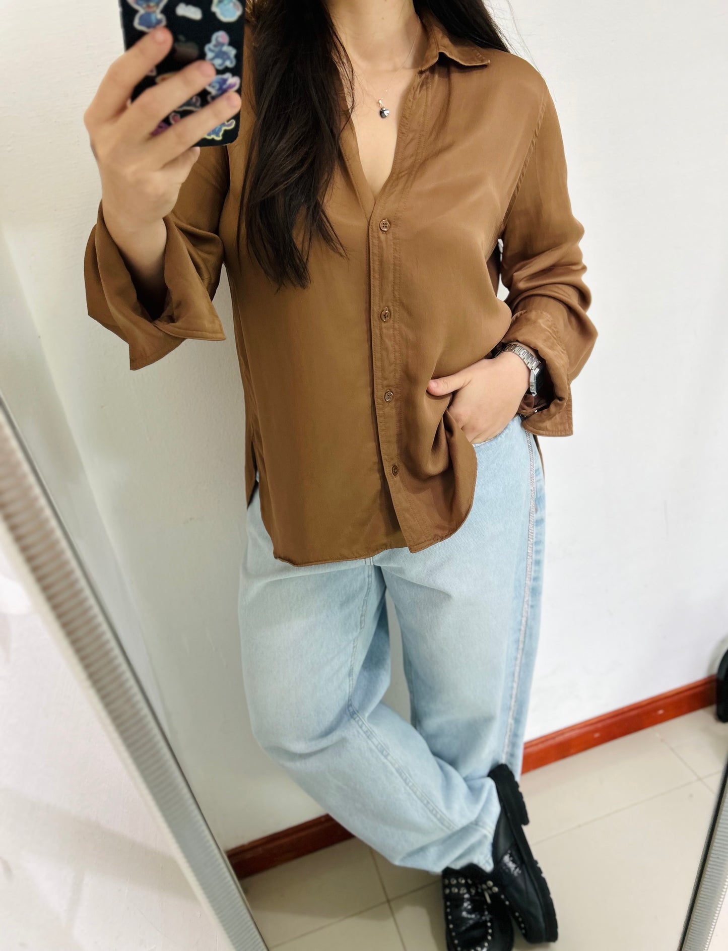 Camisa satinada nueva ZARA TM/L