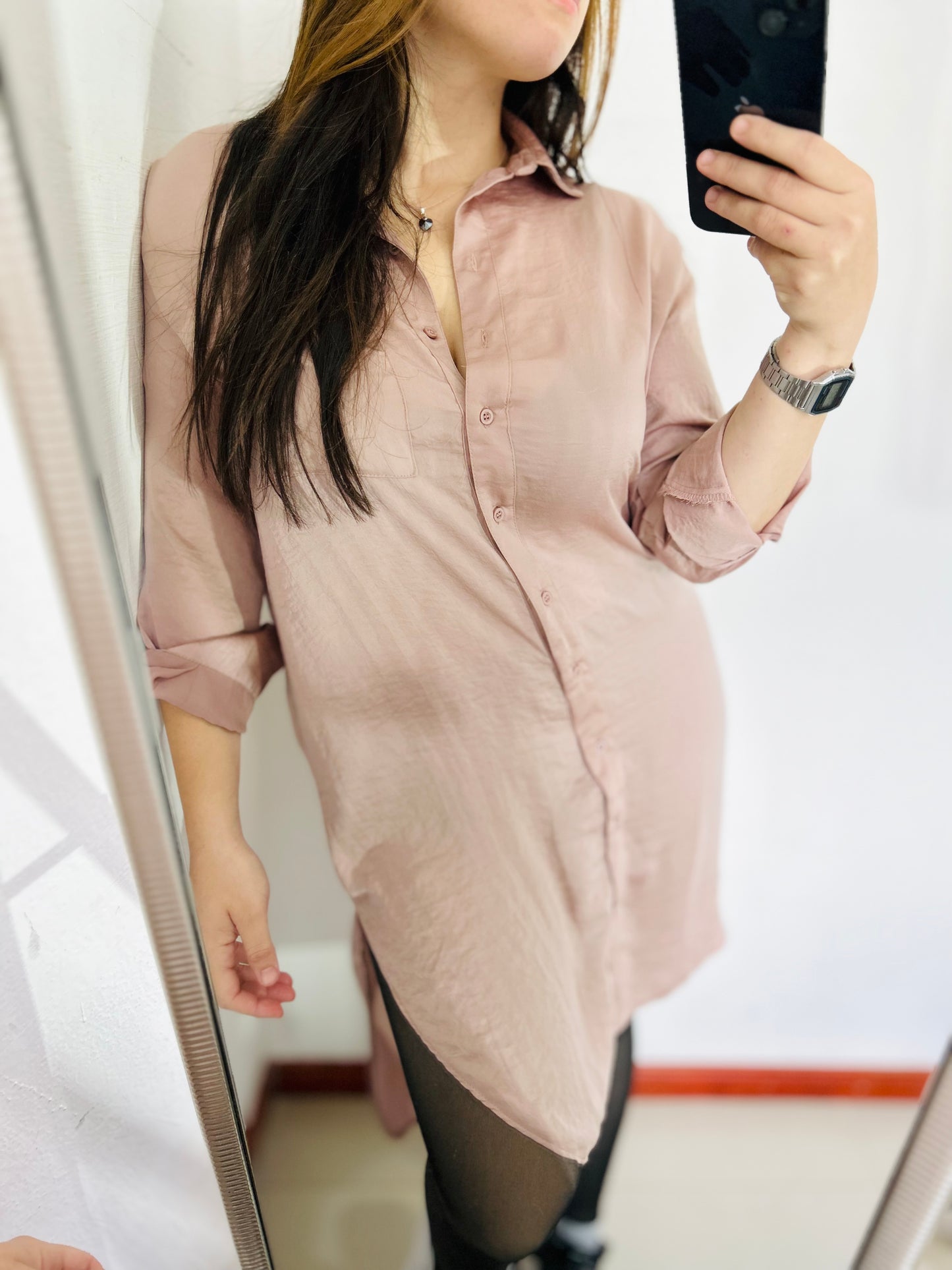Camisa larga satinada Indian TS