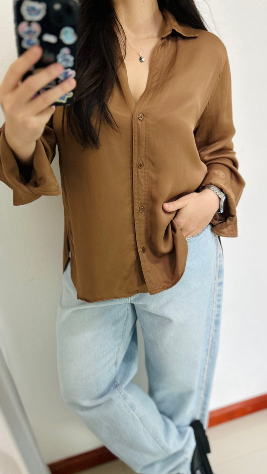 Camisa satinada nueva ZARA TM/L