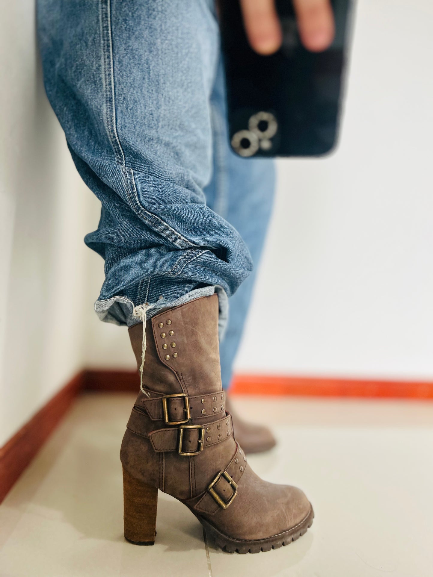 Botas tacón cuero T38/39 (25,2cm)