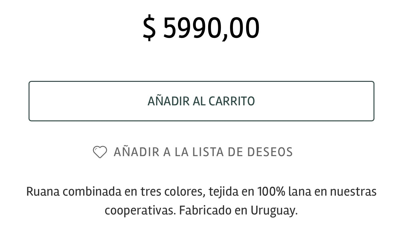 Poncho Manos Del Uruguay con lana talla única