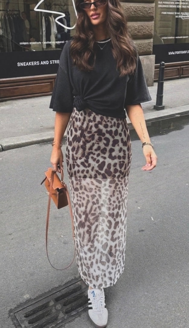 Falda midi estampada tul TL