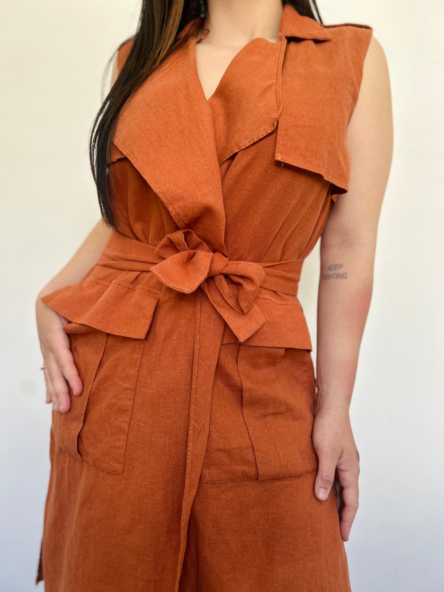 Vestido lino y algodón ZARA TS/M