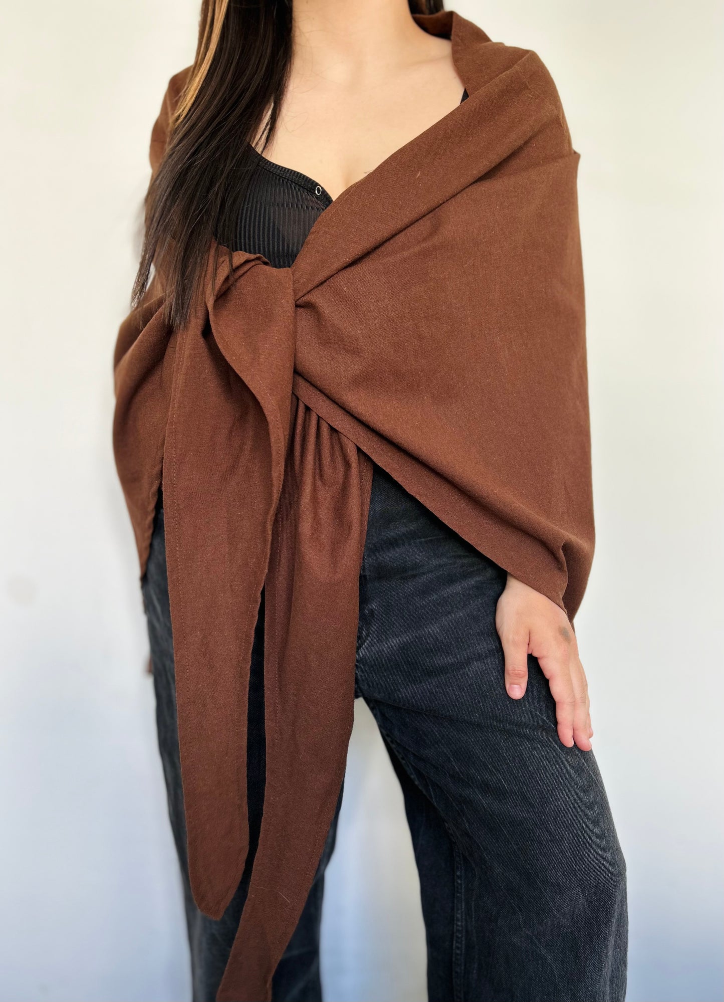 Poncho mezcla de lino con etiqueta L-PERNA