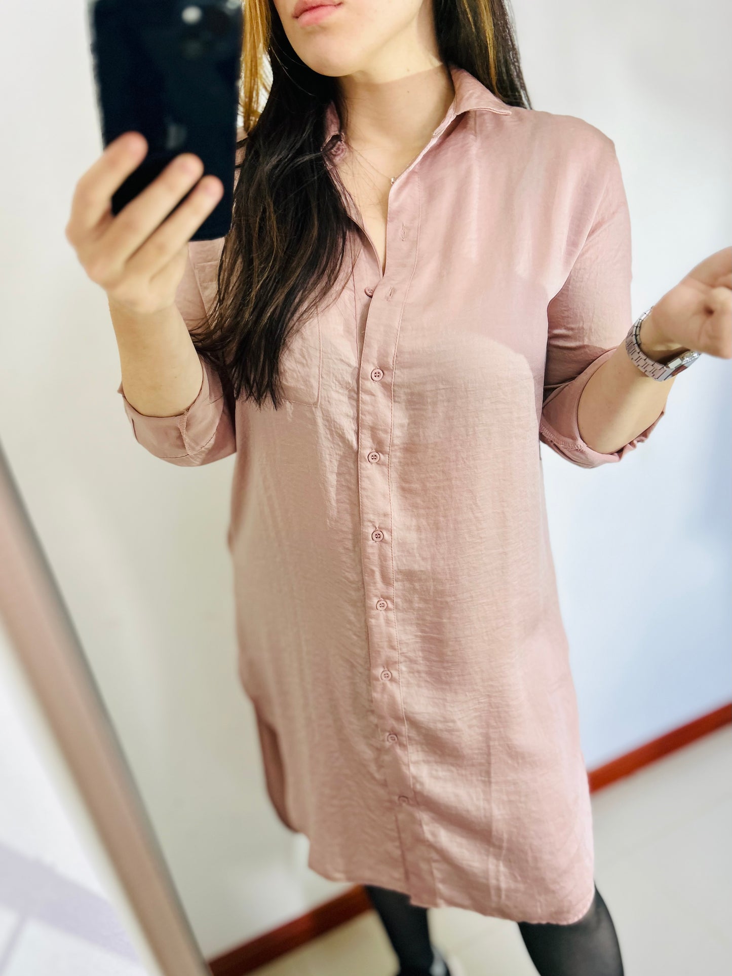 Camisa larga satinada Indian TS