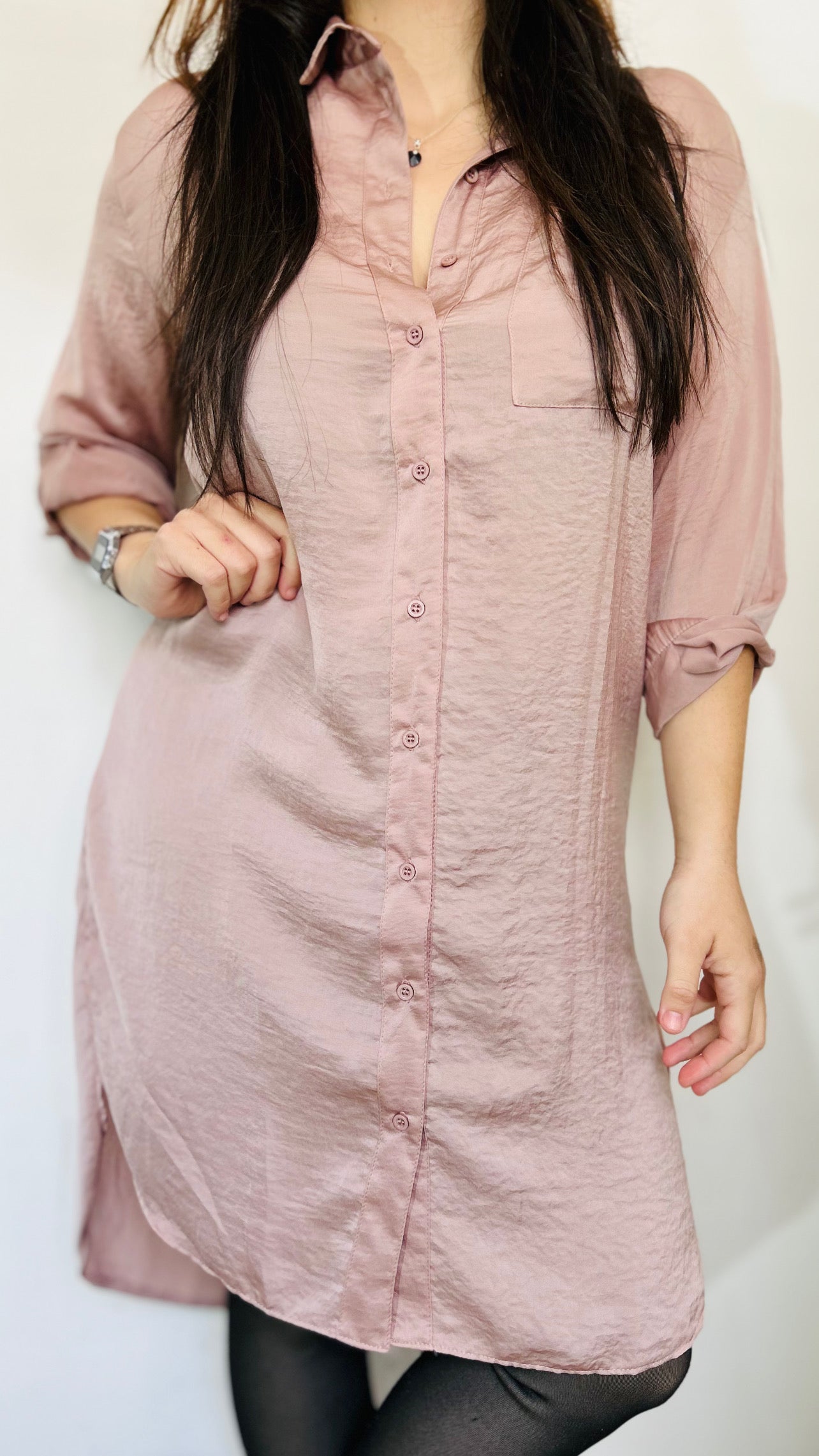 Camisa larga satinada Indian TS