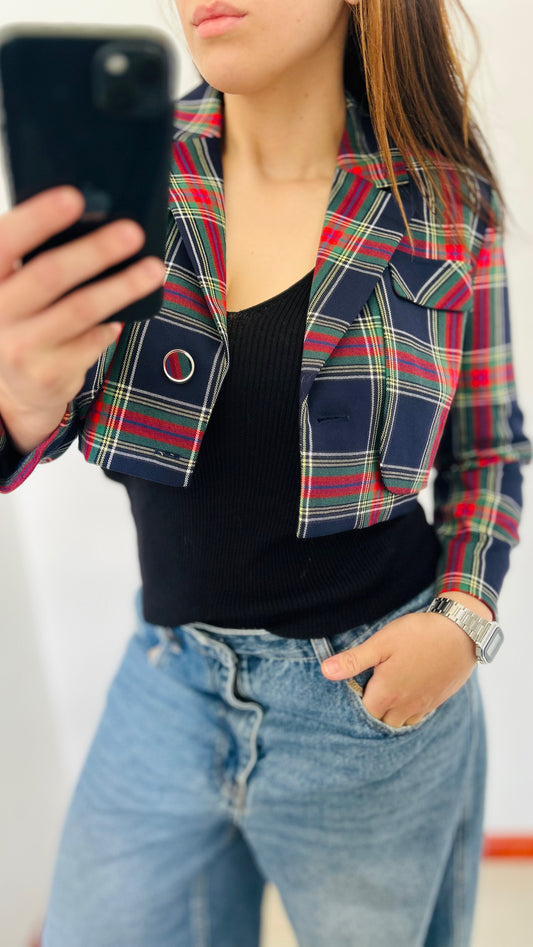 Blazer corto cuadrille TS/M con etiqueta NEW