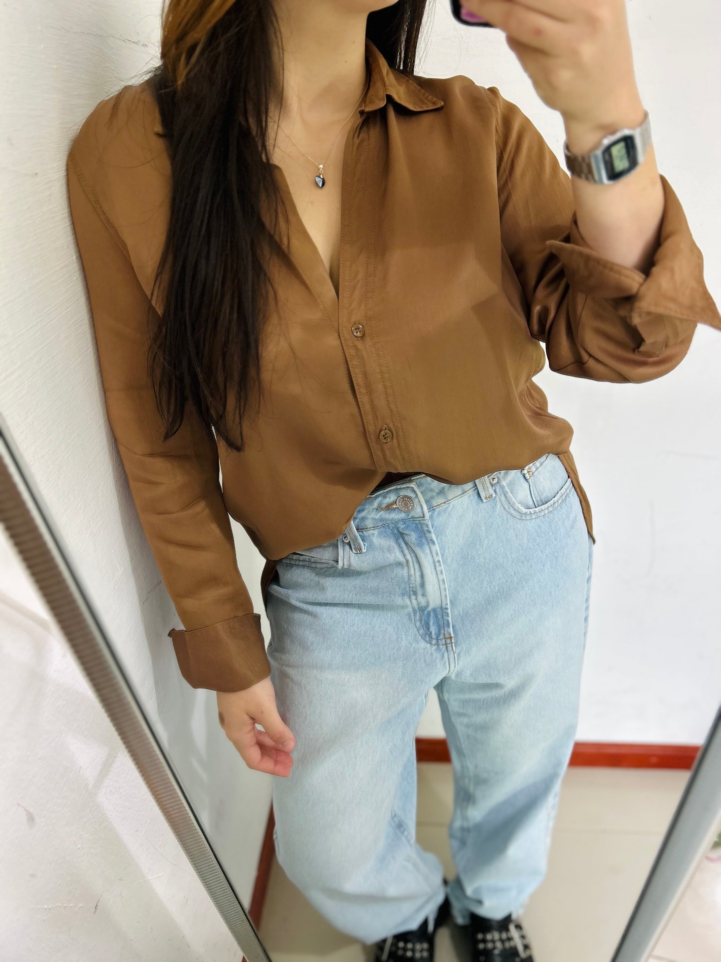 Camisa satinada nueva ZARA TM/L