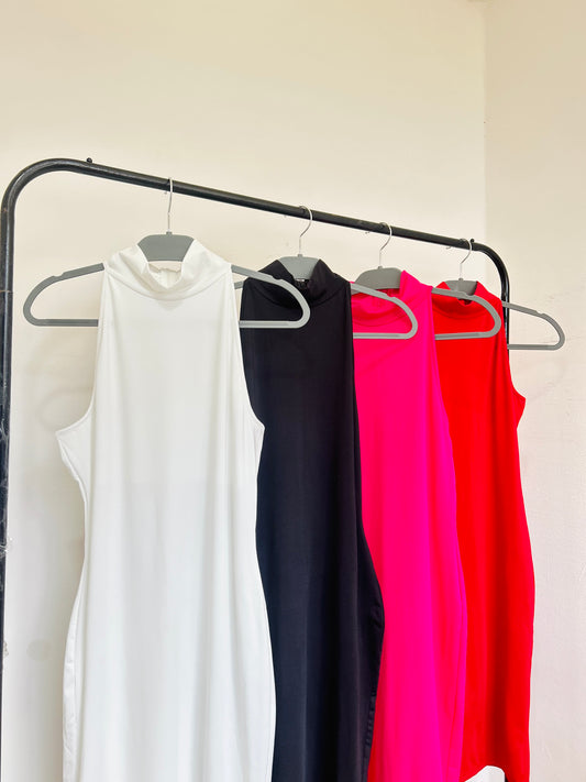 Vestido cuello halter color BLANCO TL