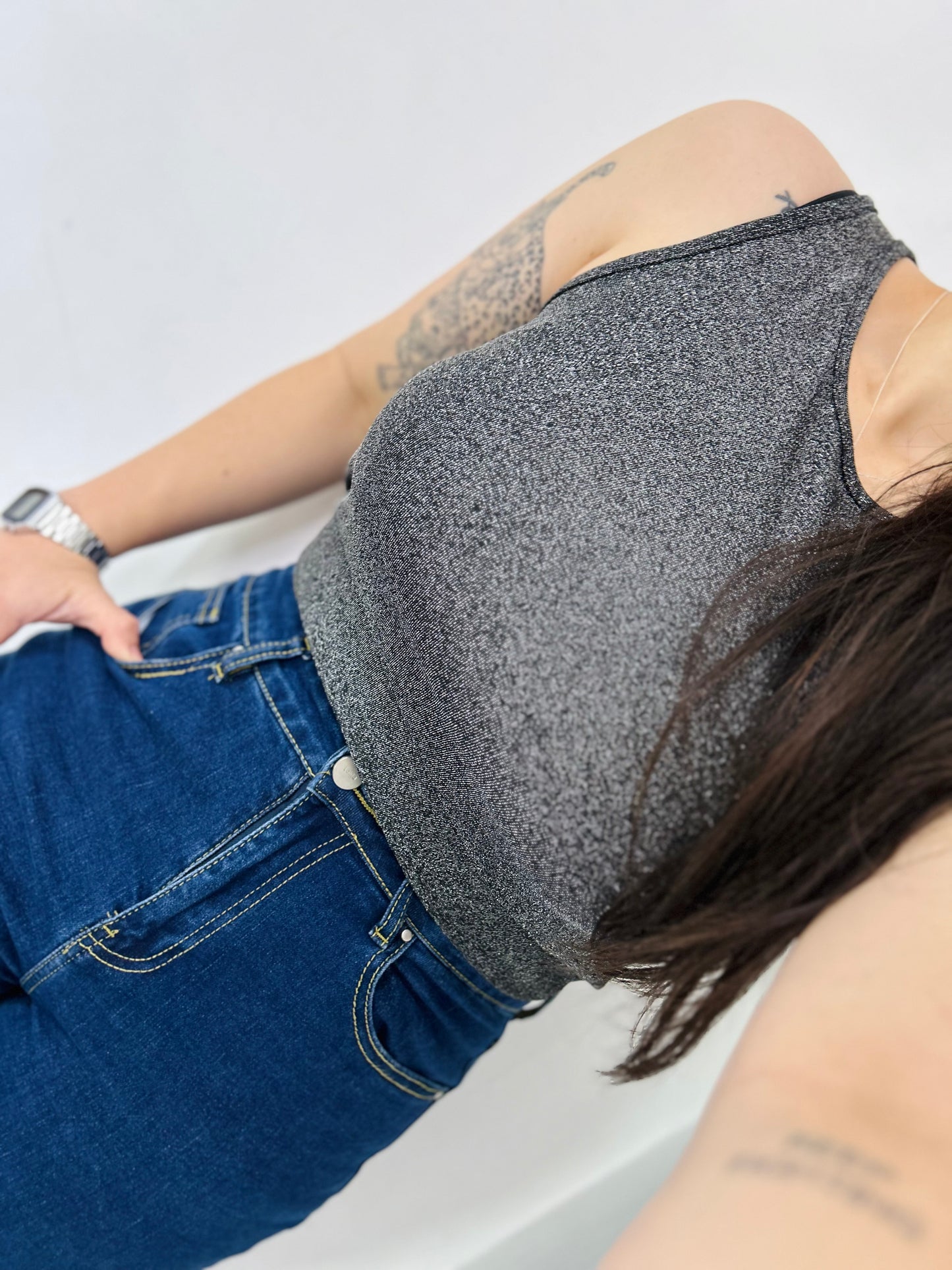 Top lurex Daniel Cassin con etiqueta TS/M