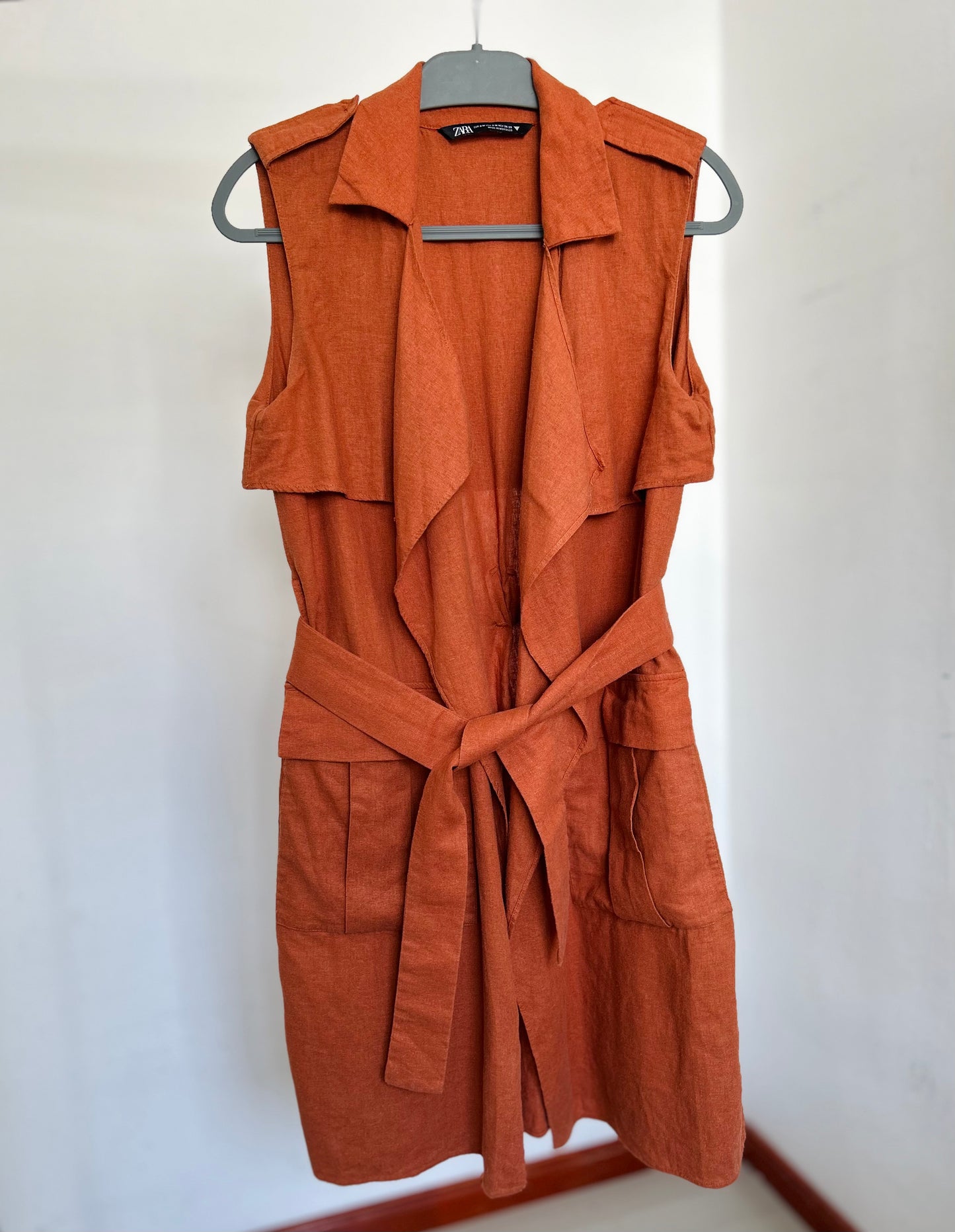 Vestido lino y algodón ZARA TS/M