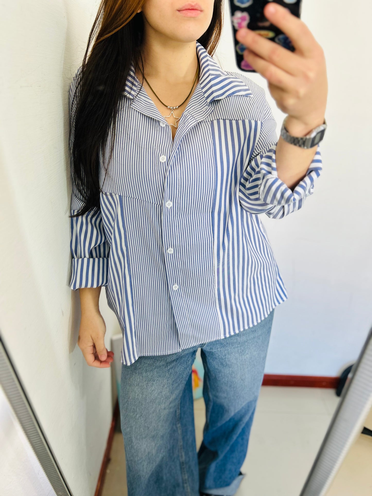 Camisa a rayas oversize TL/XL