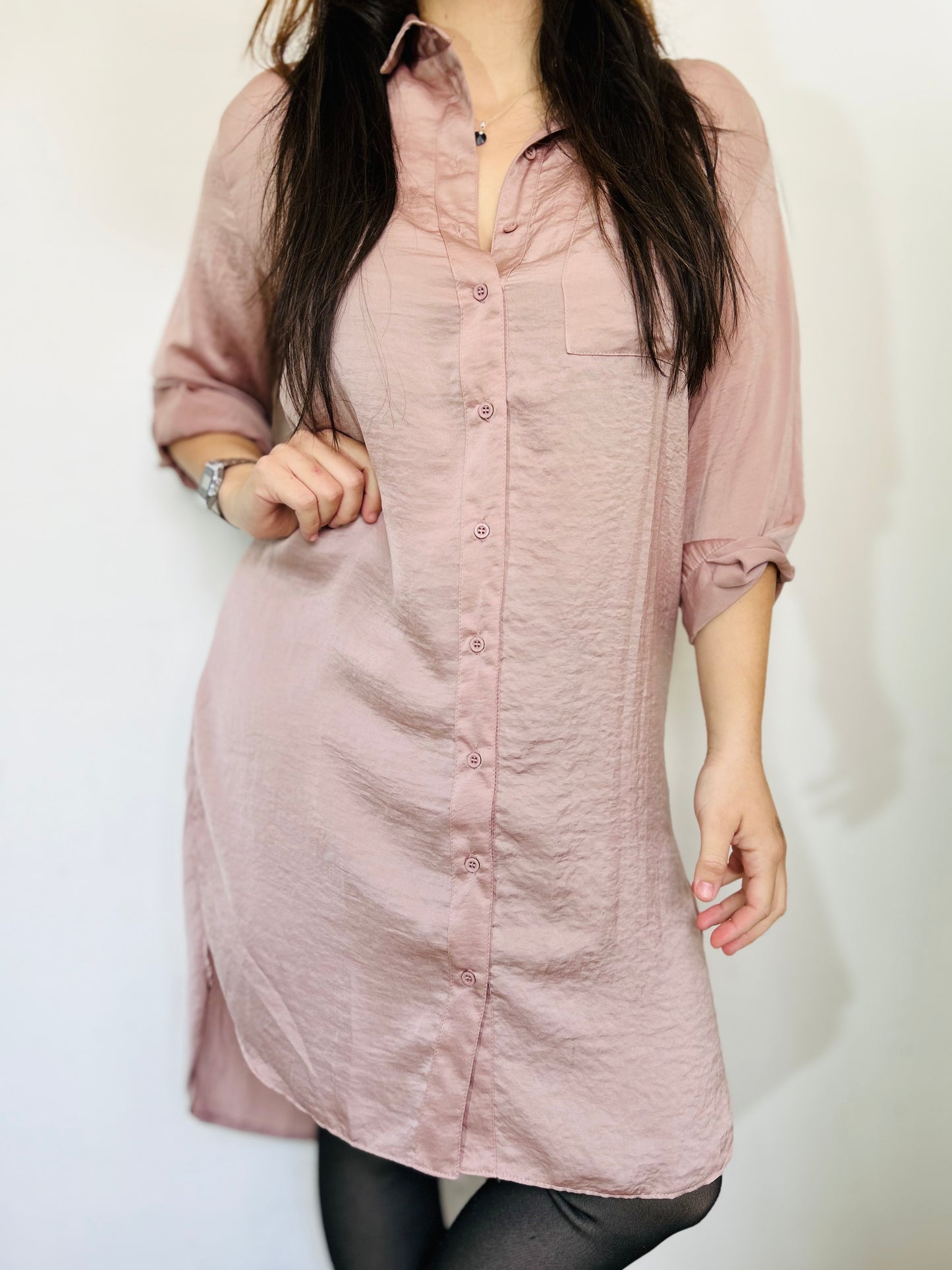 Camisa larga satinada Indian TS